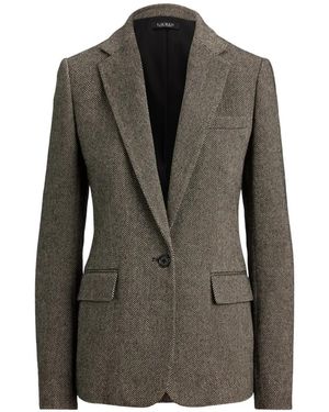 Ralph Lauren Herringbone Single-Button Blazer - Black