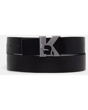 KARL LAGERFELD Logo-Plaque Belt - Black