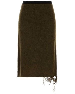 MM6 by Maison Margiela Falda Midi Ajustada Con Efecto Envejecido - Verde