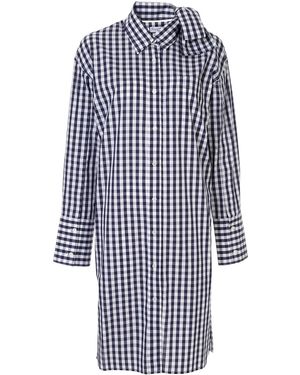 JW Anderson Check Bow Collar Shirt Dress - Blue