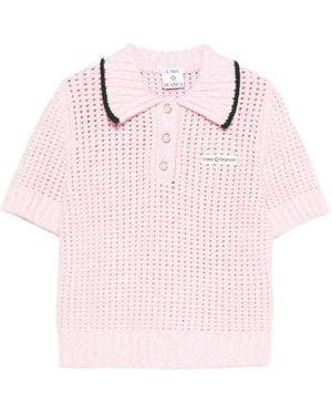 CASABLANCA Textured-Knit Polo Top - Pink