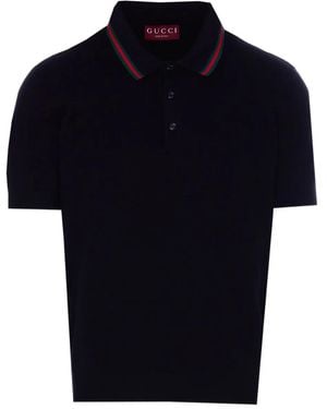Gucci Polo con detalle Web - Azul