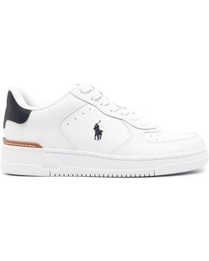 Polo Ralph Lauren Masters Court Logo-Embroidered Leather Trainers - White