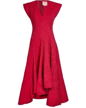 ROKSANDA Sapha Asymmetric Cloqué Midi Dress - Red