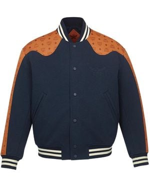 MCM Ponte Varsity Monogram Bomber Jacket - Blue