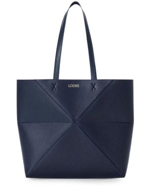 Loewe Medium Puzzle Fold Tote Bag - Blue