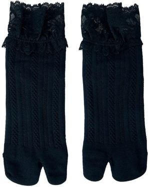 Yohji Yamamoto Calcetines Con Ribete De Encaje - Azul