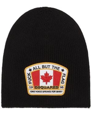 DSquared² Logo-Patch Beanie - Black