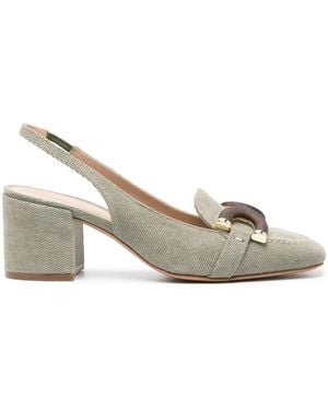 Roberto Festa Ibiza Denim Slingback Court Shoes - Metallic