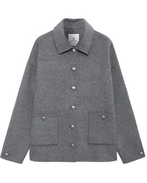 Anine Bing Luca Button-Pocket Jacket - Grey