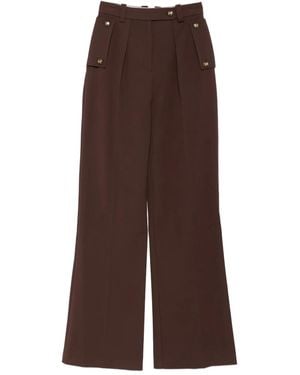 Elisabetta Franchi Pantalon Plissé À Boutons Décoratifs - Marron