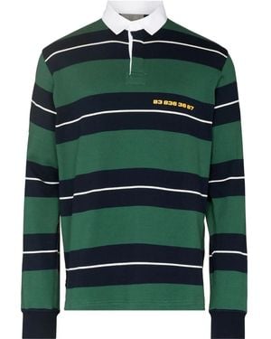 VTMNTS Barcode-Print Striped Polo Shirt - Green