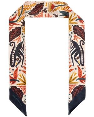 Etro X Tabby Booth Monkey-Print Silk Scarf - White