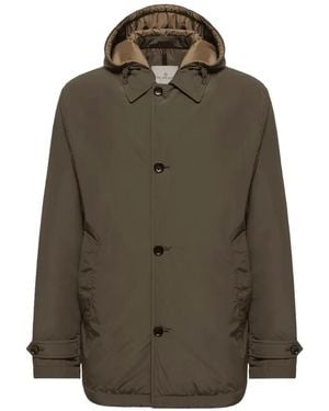 Moncler Veste Boutonnée À Capuche - Brown