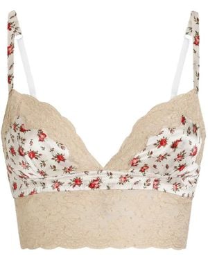 Dolce & Gabbana Floral-Print Lace Bra - Natural