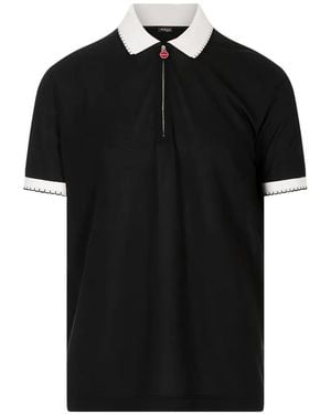 Kiton Polo Con Logo Bordado - Negro