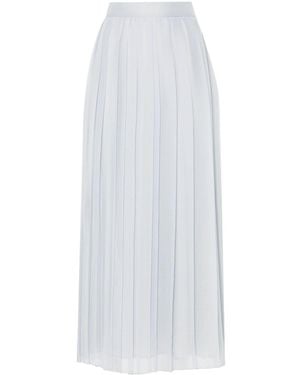 Eleventy Plissé Midi Skirt - White