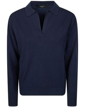 Weekend by Maxmara Poloshirt Mit V-Ausschnitt - Blau