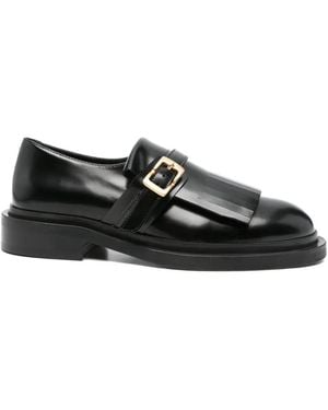 ADRIANNA FERETTI Fringed Buckle Shoes - Black