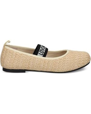 Love Moschino Logo-Strap Ballerina Shoes - Natural