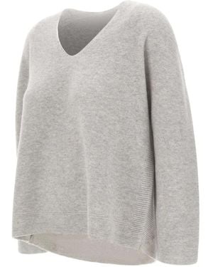 Hemisphere V-Neck Cashmere Sweater - Gray