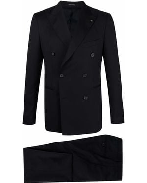 Tagliatore Fitted Double-Breasted Suit - Blue