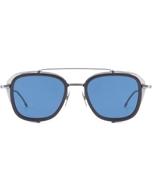 Thom Browne Sonnenbrille Mit Eckigem Gestell - Blau