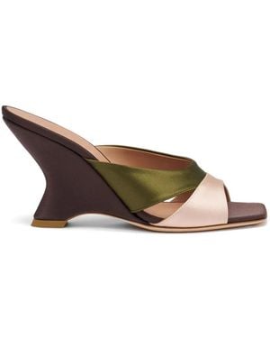Malone Souliers Lourdes Satin Wedge Sandals - Brown