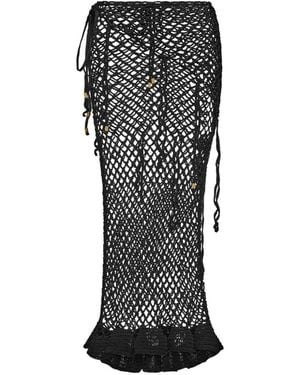 Korobeynikov Crocheted Mesh-Knit Maxi Dress - Black