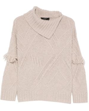 Max Mara Maglione Mastro Con Frange - Neutro