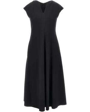 Emporio Armani V-Neck Cap-Sleeve Dress - Blue