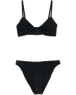 Hunza G Alicia crinkle bow-detail bikini set - Negro