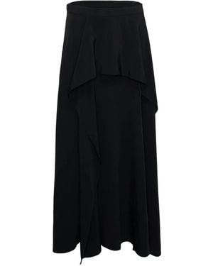 Y's Yohji Yamamoto Ruffled-Detail Maxi Skirt - Black