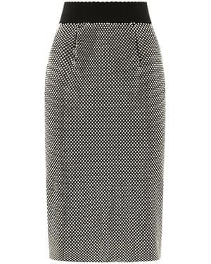 Dolce & Gabbana Crystal-Embellished Midi Skirt - Gray
