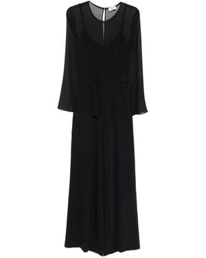 P.A.R.O.S.H. Belt Sheer Jumpsuit - Black