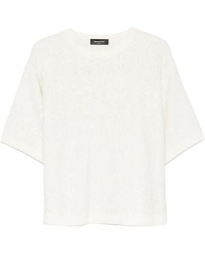 Fabiana Filippi Sequin-Embellished Short-Sleeve Wool T-Shirt - White