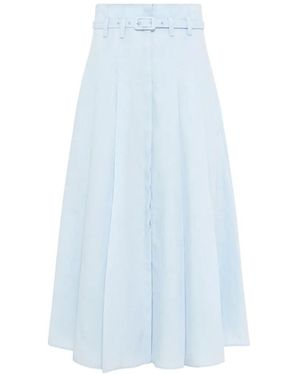 Gabriela Hearst Dugald Belted Pleated Maxi Skirt - Blue