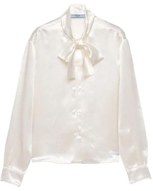 Prada Blouse Met Sjaal - Wit