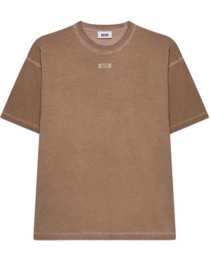 Gcds Logo-Detail Cotton T-Shirt - Brown