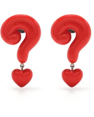 Moschino Question Mark Drop Earrings - Red
