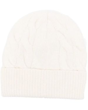 Gran Sasso Cable-Knit Beanie - White