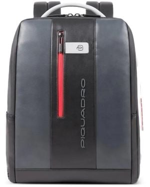 Piquadro Panelled Leather Backpack - Blue
