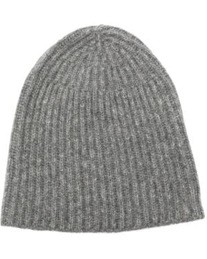 Roberto Collina Ribbed Beanie Hat - Grey