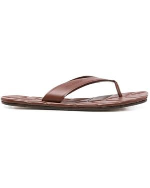 JW Anderson Leather Leaf Slides - Brown