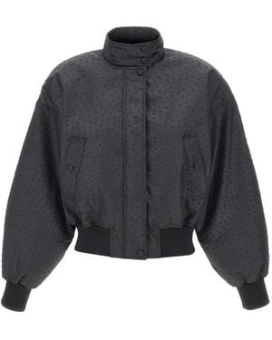 Elisabetta Franchi Embossed High-Neck Jacket - Blue