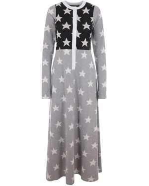 Reward If Found Star-Print Button-Front Dress - Grey