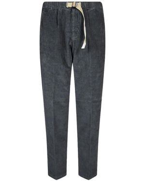 White Sand Belted Corduroy-Effect Trousers - Blue