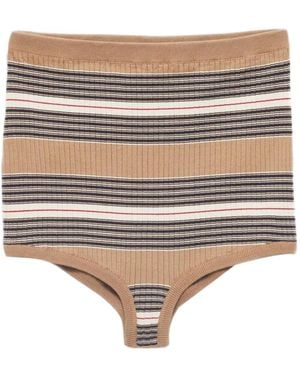 Prada Striped Ribbed Mini Shorts - Natural