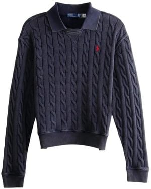 Polo Ralph Lauren Cable-Knit Polo Jumper - Blue