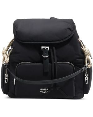 Bimba Y Lola Buckle-Strap Drawstring Backpack - Black